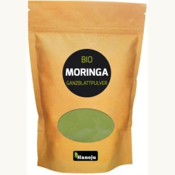 BIO Moringa heelblad poeder 500 gram. Zuiver biologisch Moringa poeder met voedingstoffen van gesneden Moringa bladeren.