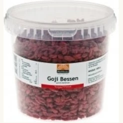 Goji bessen gedroogd 1000 gram, deze bevatten van nature vitaminen, mineralen, essentiële vetzuren en spoorelementen. Deze gedroogde bessen bevat meer dan 20 soorten mineralen (o.a. zink, ijzer, calcium, selenium, kalium), vitaminen (B1, B2, B6 en E) en zijn van nature rijk aan vezels.