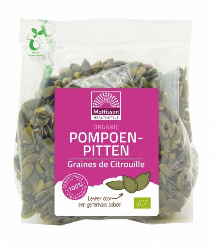 Pompoenpitten BIO, hebben een gunstige invloed op de gezondheid van de prostaat en urinewegen* en, zijn een bron van Magnesium 200 gram