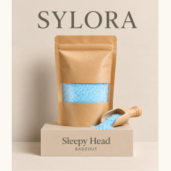 Badzout Sleepy Head met lavendel en Spaanse marjolein, zak van 300 gram.