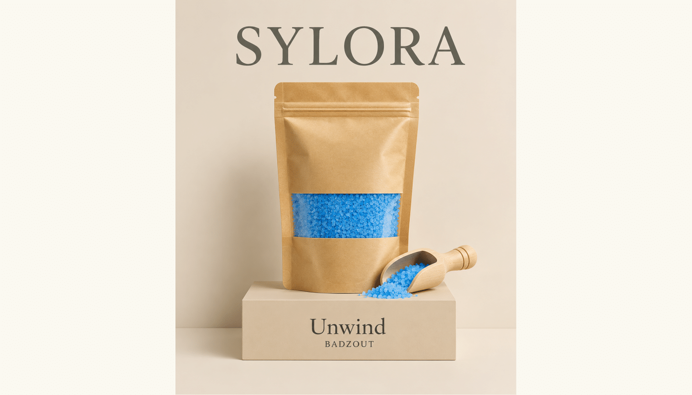 Home 2 Badzout Total Unwind met lavendel en zoete sinaasappel, zak van 300 gram.
